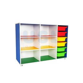 Multi-Coloured Manipulatives Storage Shelf with 6S Fancy Tray