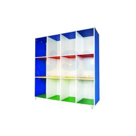 Multi-Coloured 12 Hole Cubby Shelf