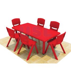 Plastic Rectangular Table (2' x 4') - Red