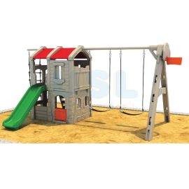 Country Home Double Deck Swings & Slide